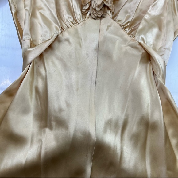 Vintage 90s 80s women’s yellow rose puff sleeve  mini dress M L76-27 - Picture 8 of 10